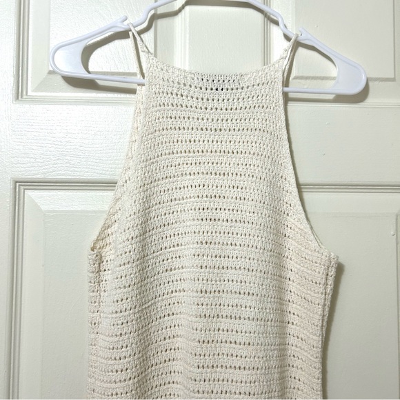BANANA REPUBLIC Halter Crochet Midi Dress Ivory White Beach Coastal Size XS - Picture 6 of 11